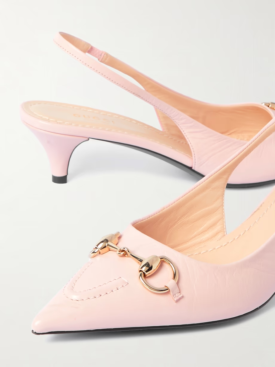 Erin horsebit-detailed leather slingback pumps