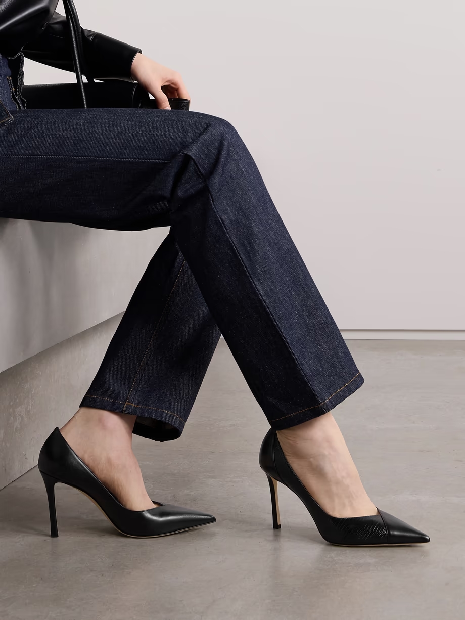 Cass 95 lizard-effect and smooth leather pumps