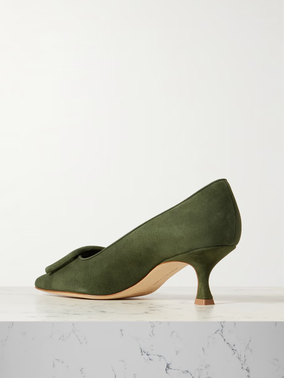 Maysale 50 buckled suede pumps