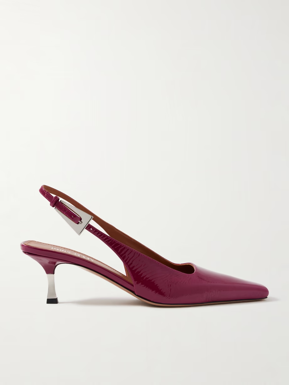 Bettina patent-leather slingback pumps