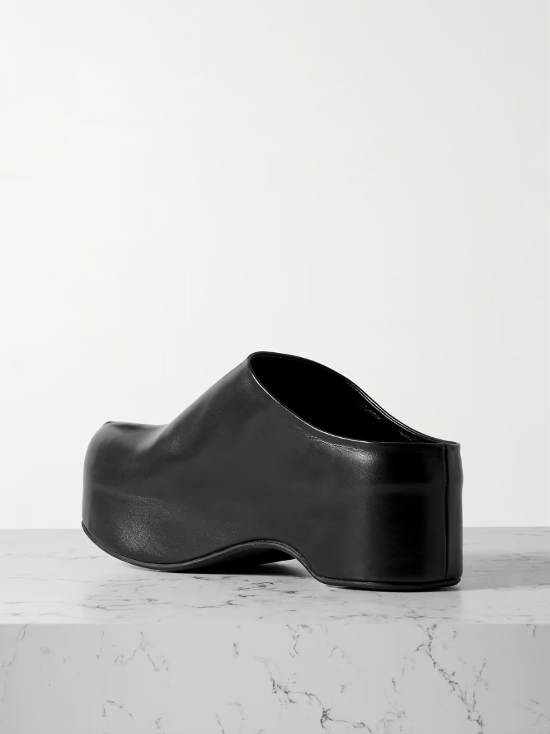 Sabot leather platform clogs