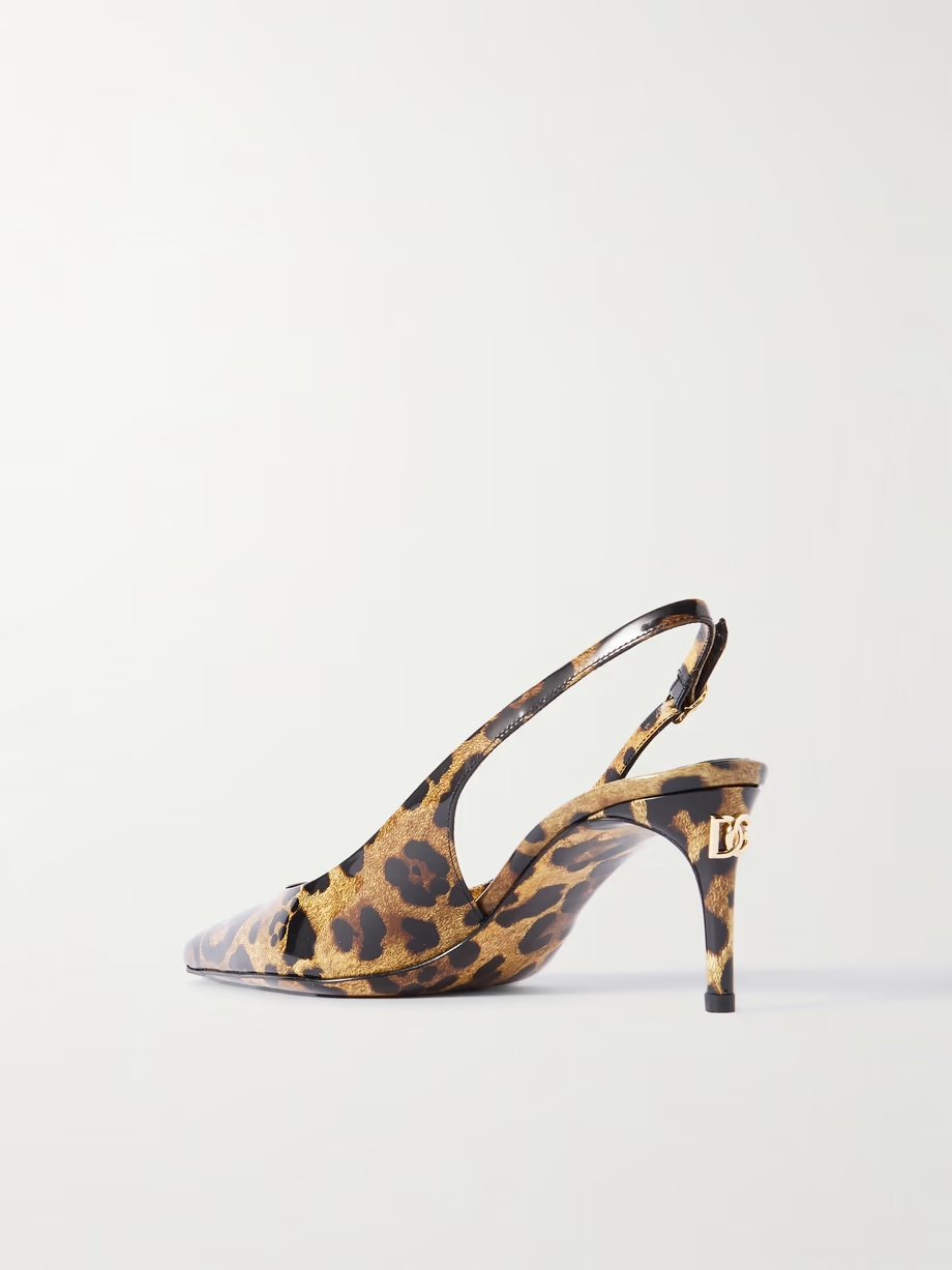 Mun leopard-printed patent-leather slingback pumps