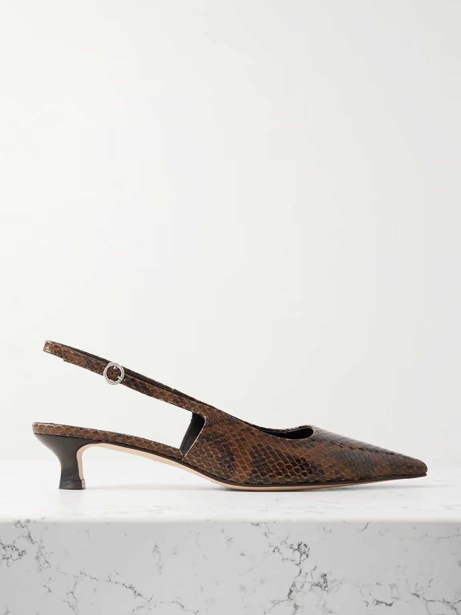 Catrina snake-effect leather slingback pumps