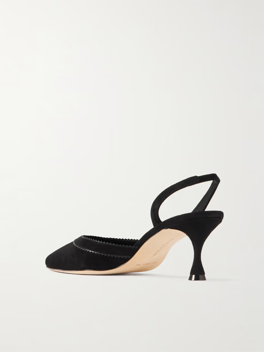 Brontiasli 50 leather-trimmed suede slingback pumps