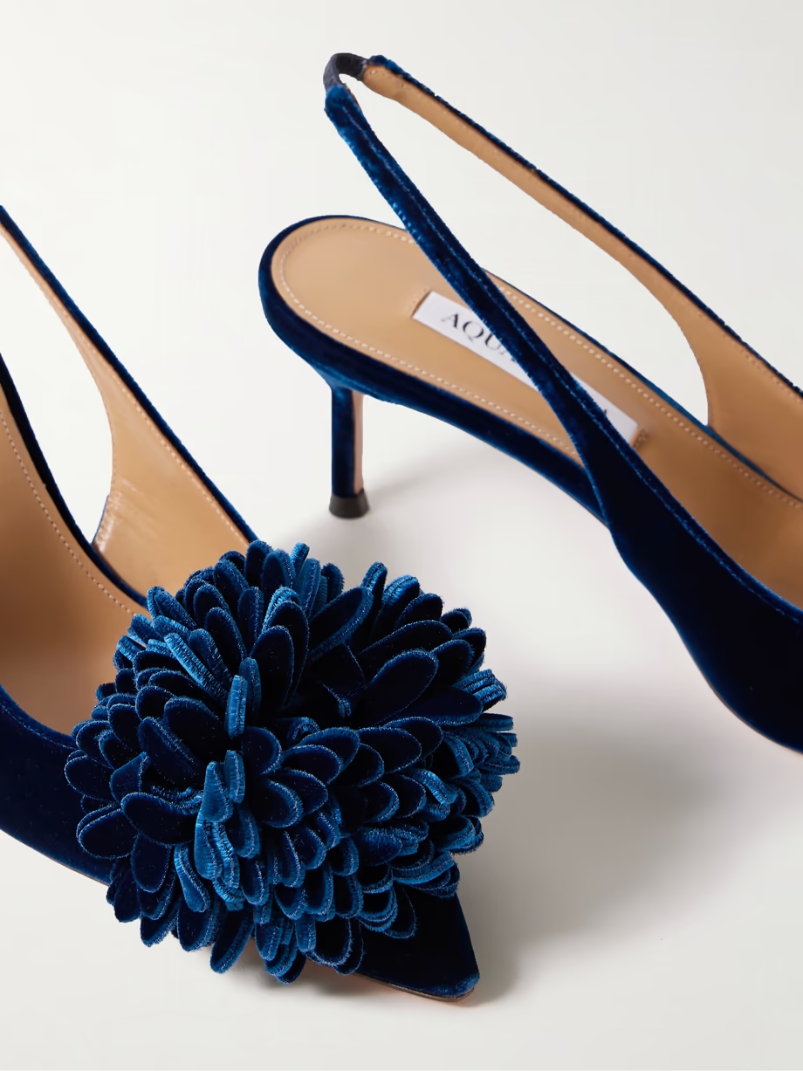 Couturier 65 pompom-embellished velvet slingback pumps