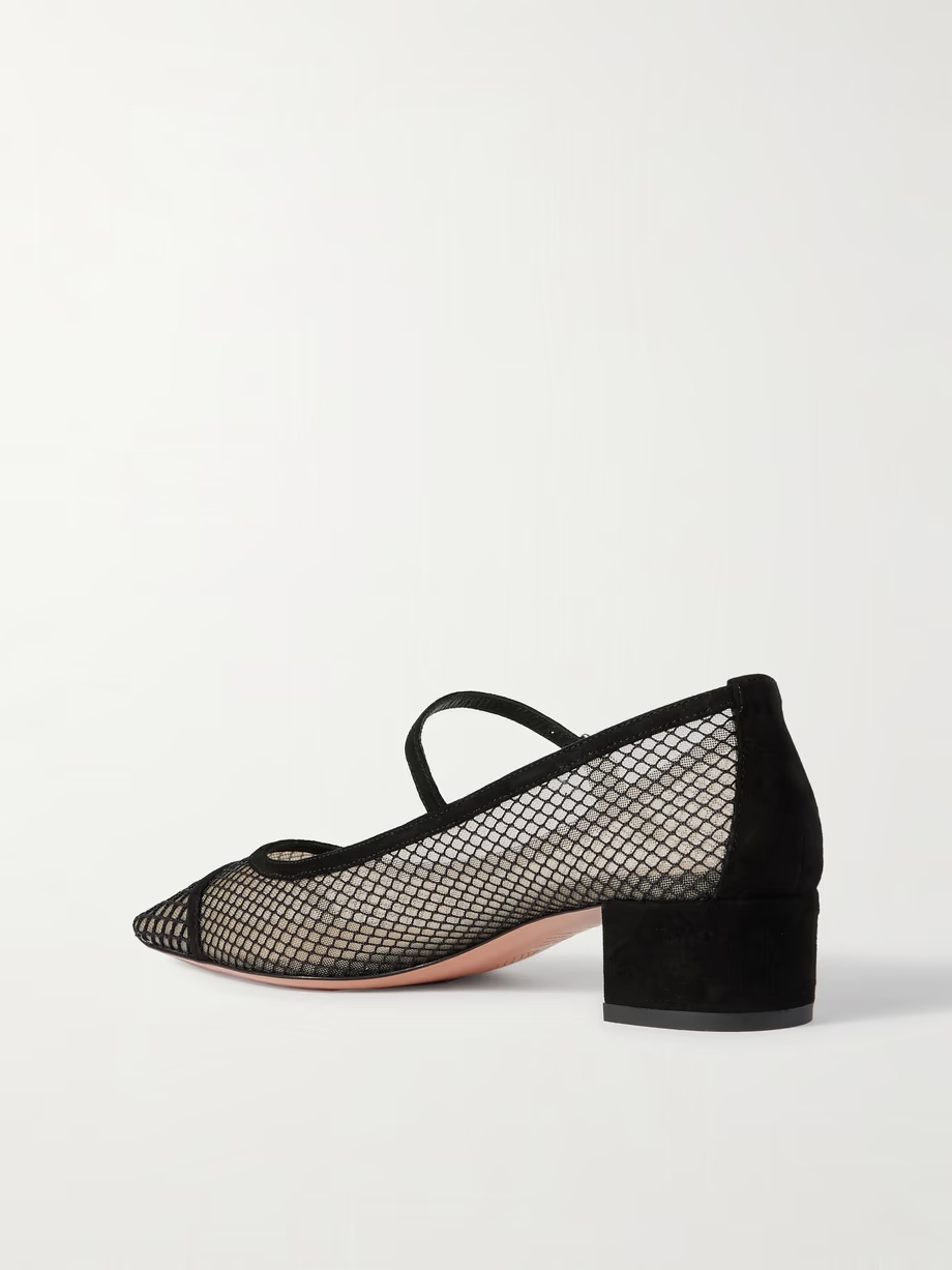 Mayor suede-trimmed mesh pumps