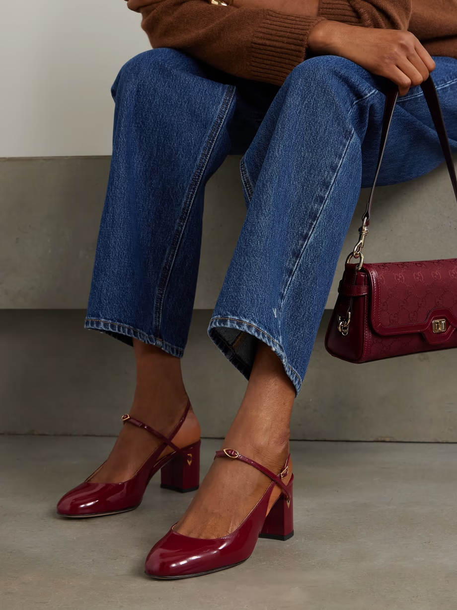 Mattia 65 patent-leather slingback pumps