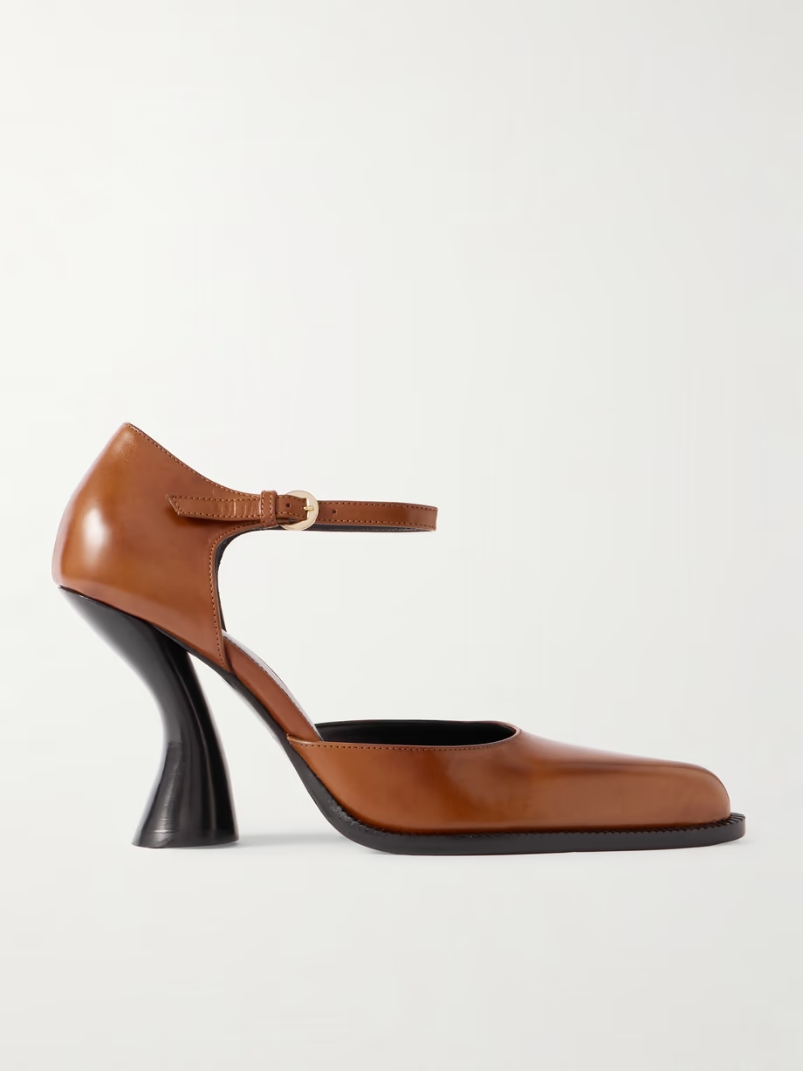 Mary Jane leather point-toe pumps