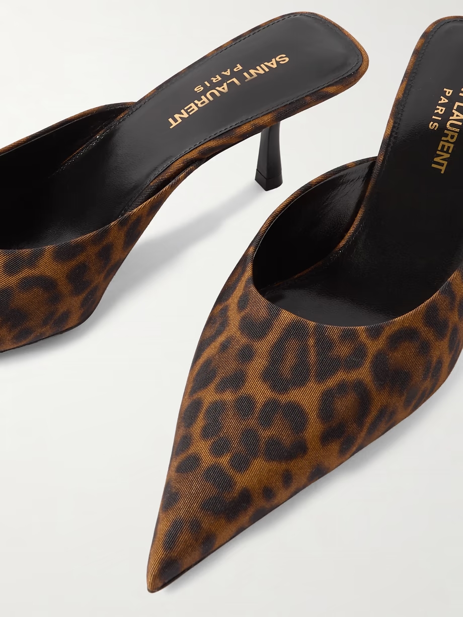 Barbara leopard-print twill point-toe pumps