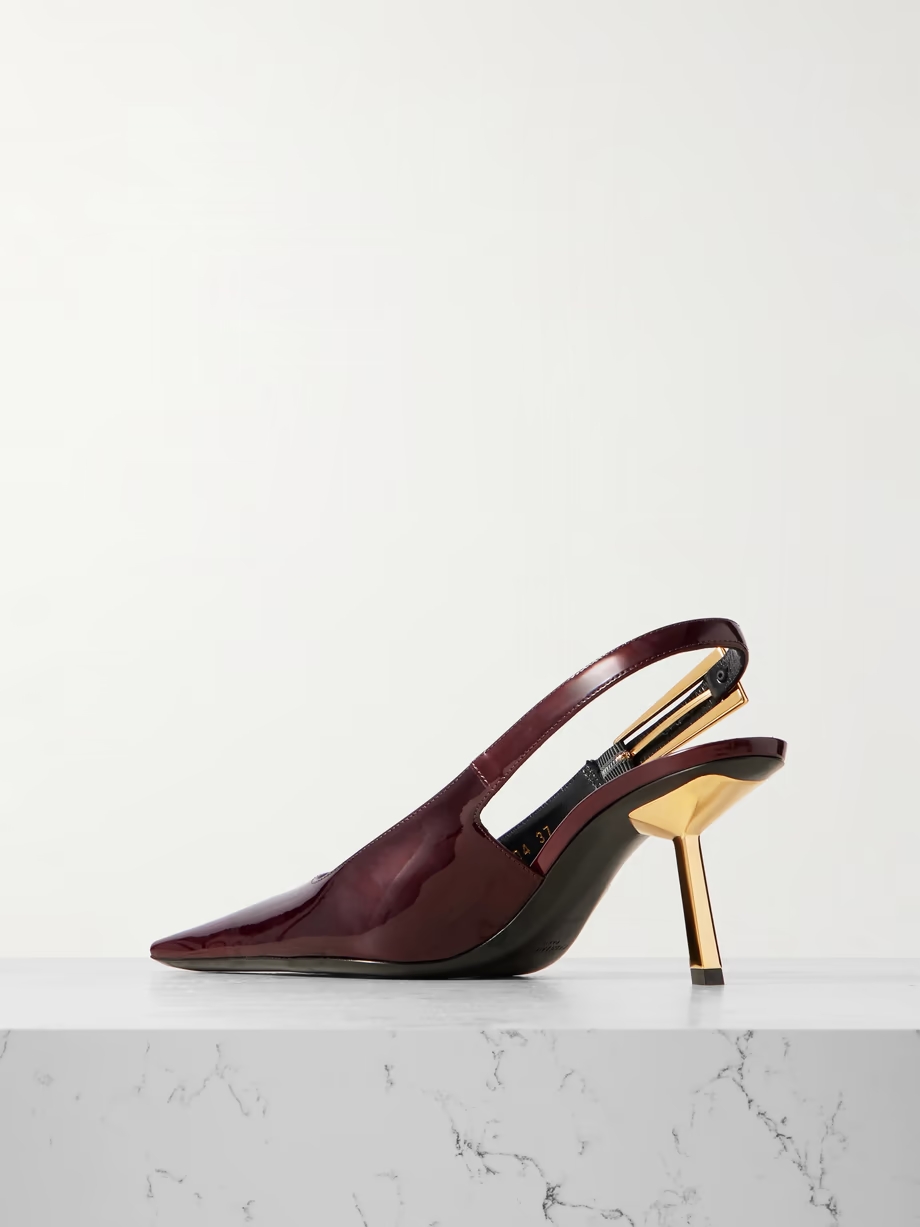 Lee patent-leather slingback pumps