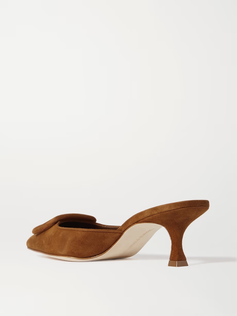 Maysale 50 buckled suede mules