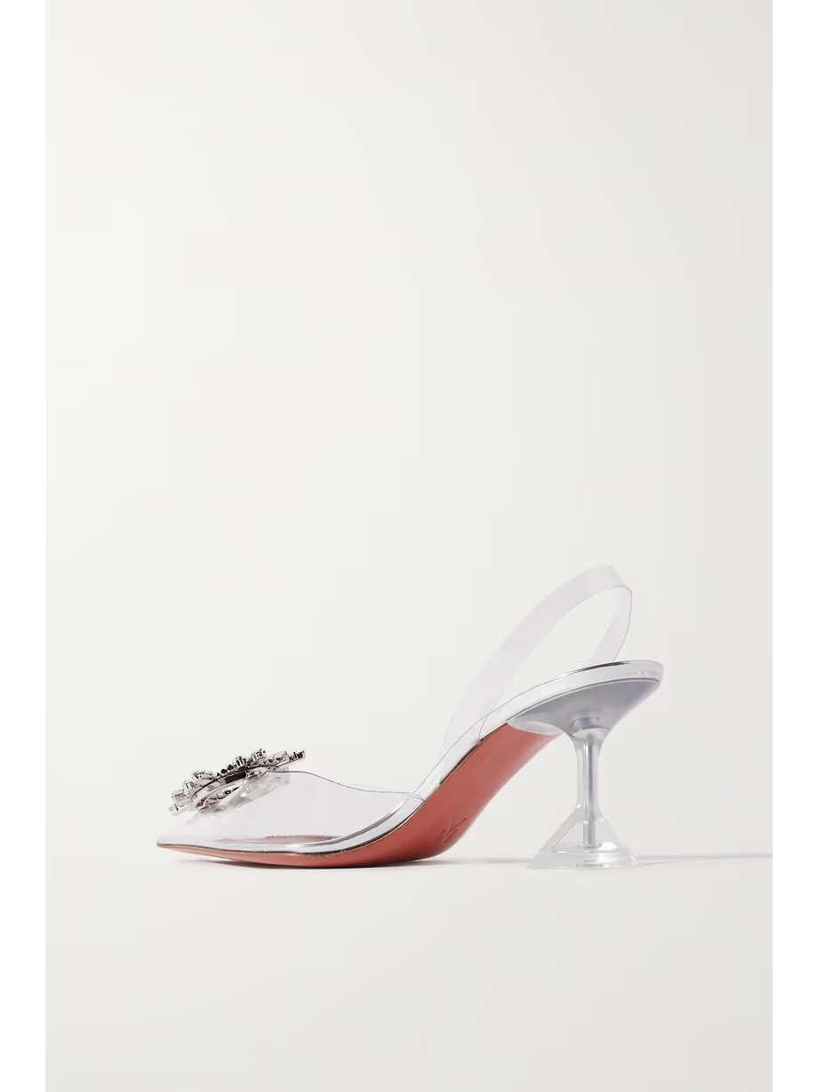 Begum crystal-embellished PVC slingback pumps