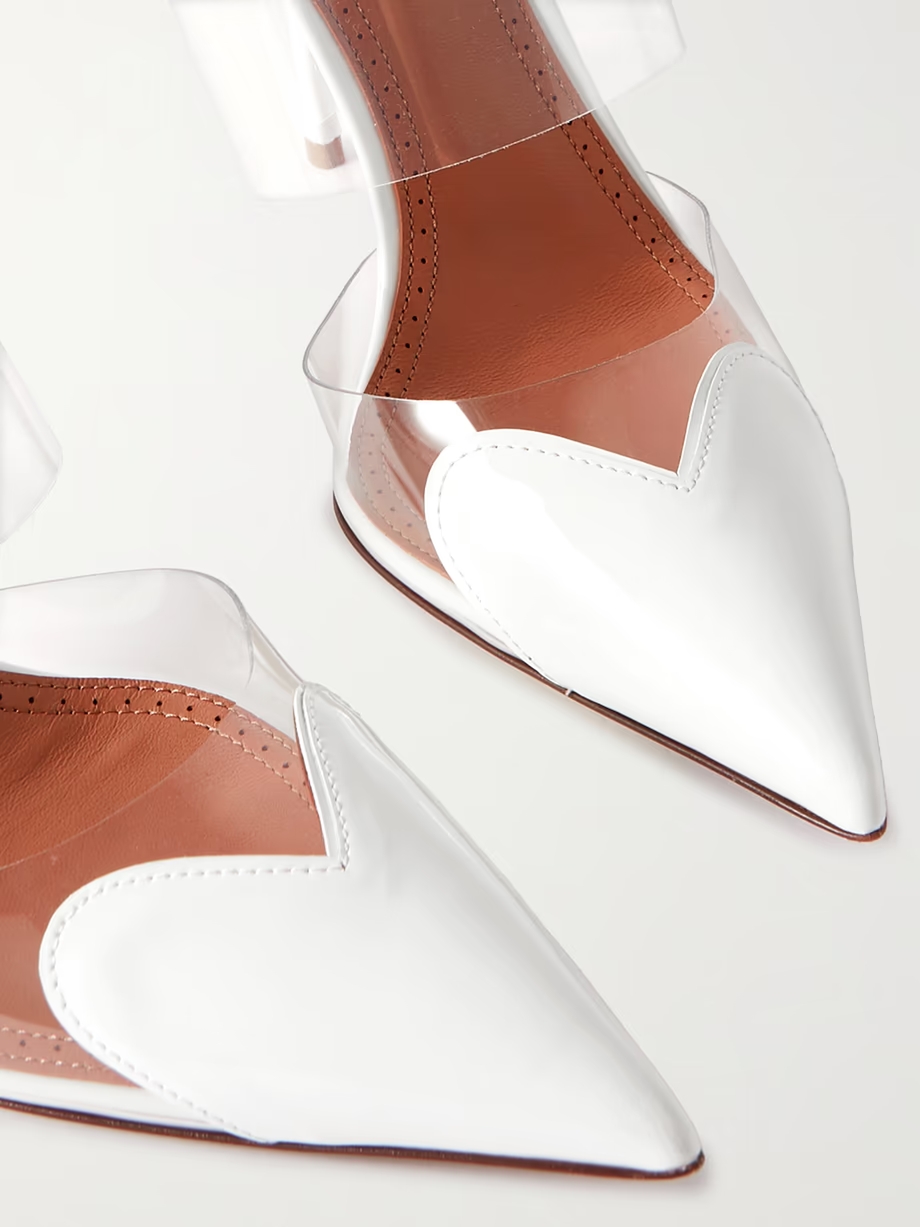 Cœur 90 PU and patent-leather point-toe mules