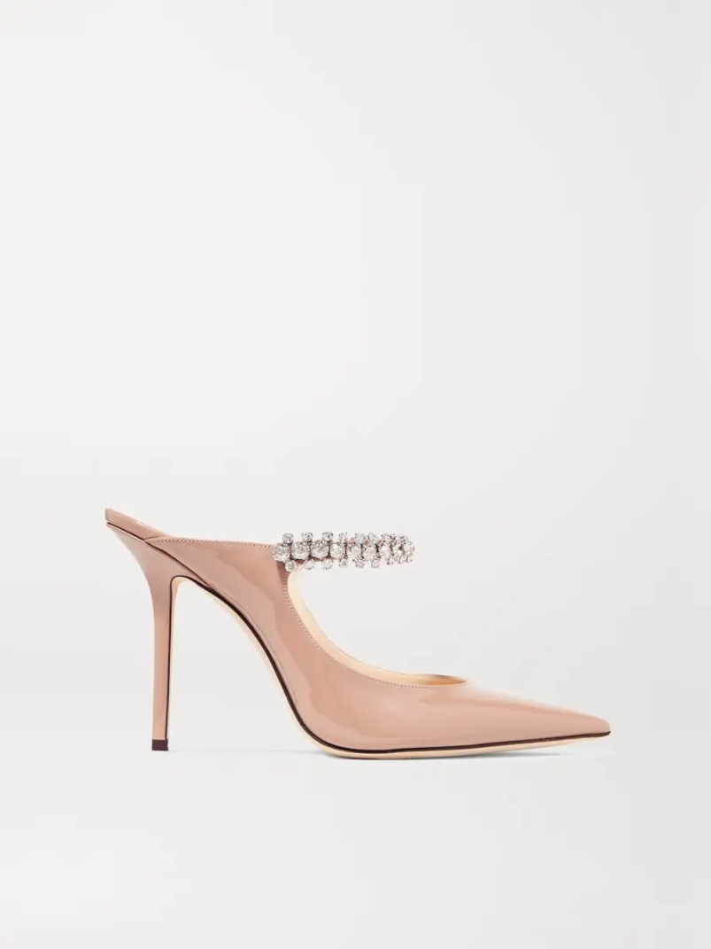 Bing 100 crystal-embellished patent-leather mules