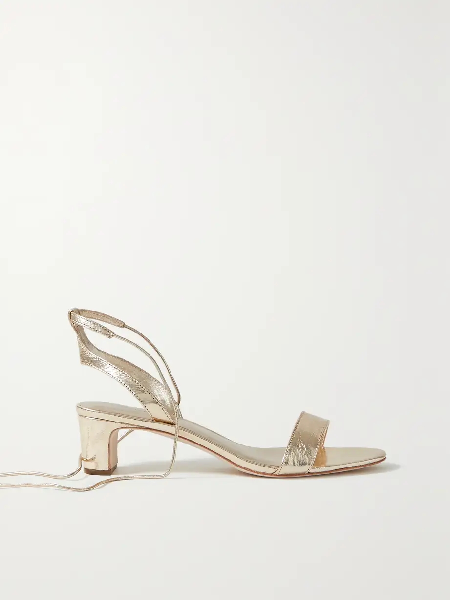 + NET SUSTAIN Jackie metallic crinkled-leather sandals