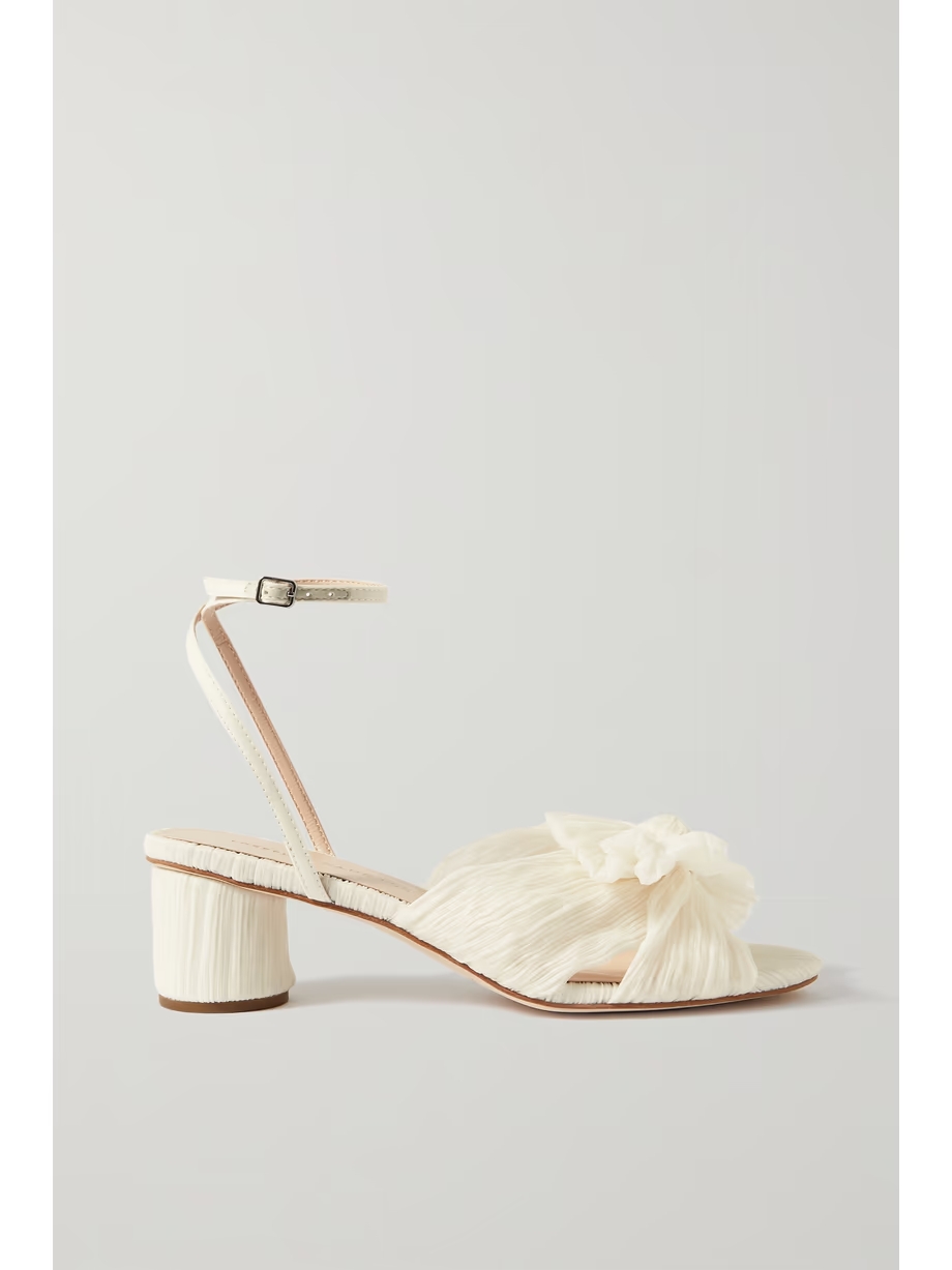 Dahlia faux leather-trimmed plissé-organza sandals