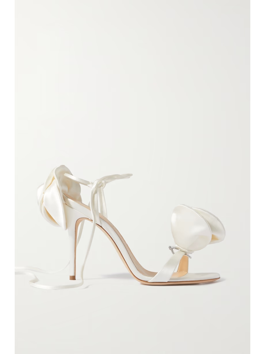 Appliquéd satin sandals