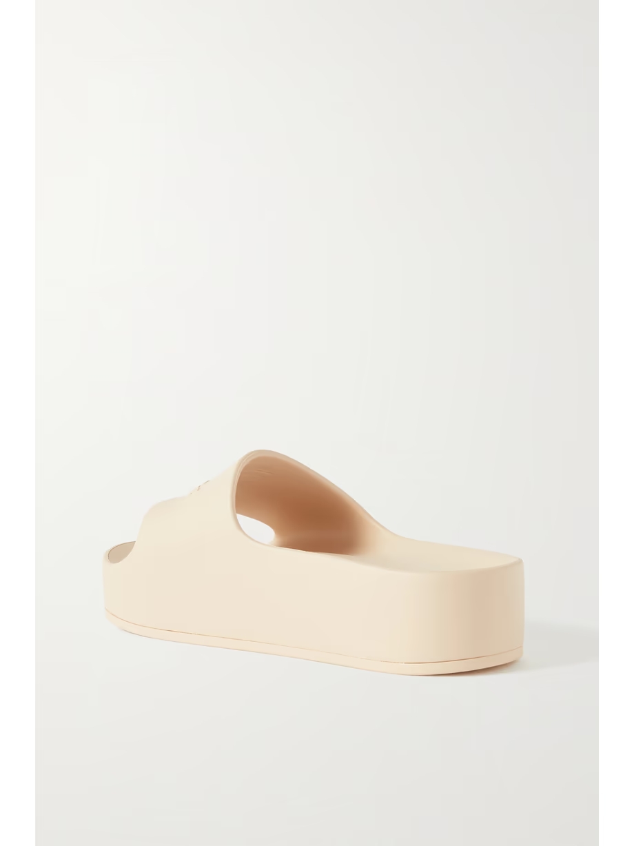 Mono logo-embossed rubber platform slides