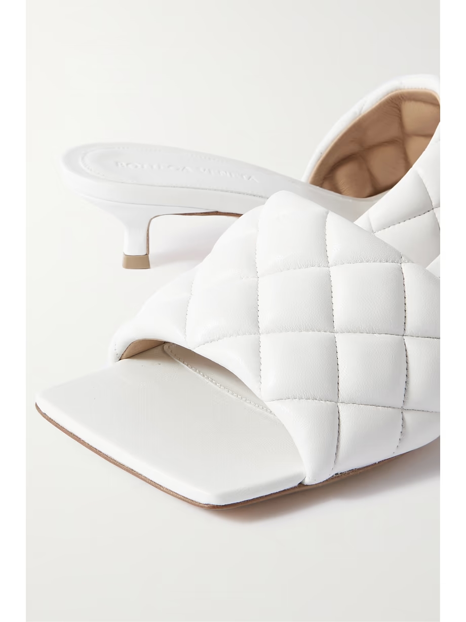 Padded quilted leather mules