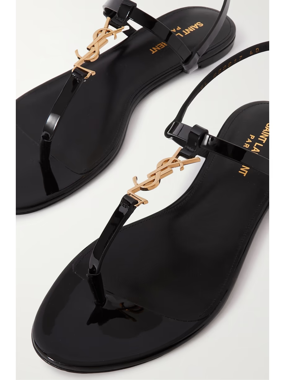 Cassandra logo-embellished patent-leather slingback sandals