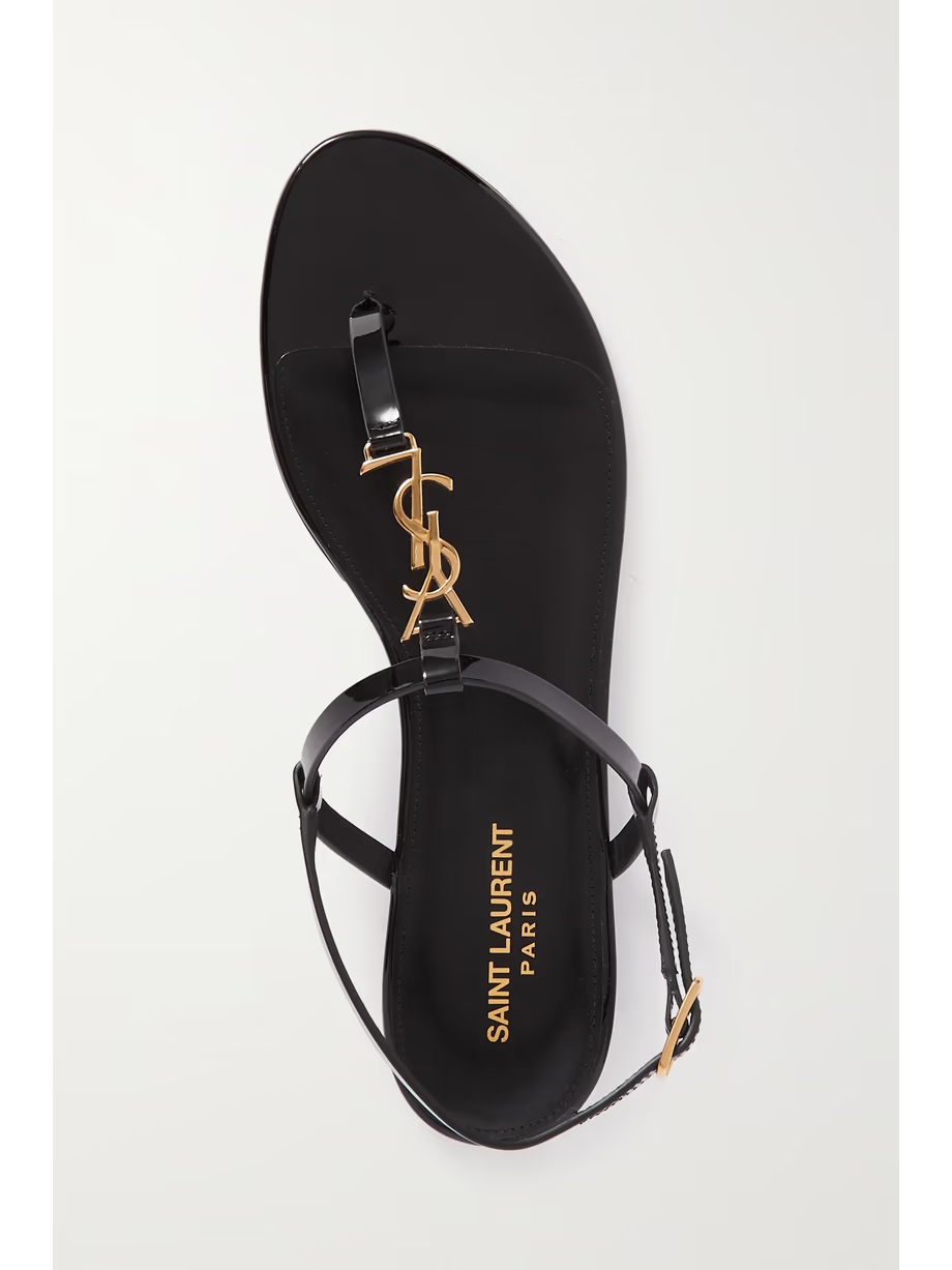 Cassandra logo-embellished patent-leather slingback sandals