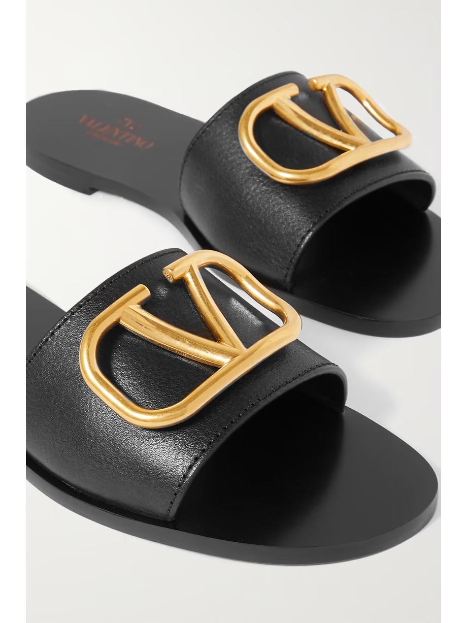 Valentino Garavani VLOGO textured-leather slides