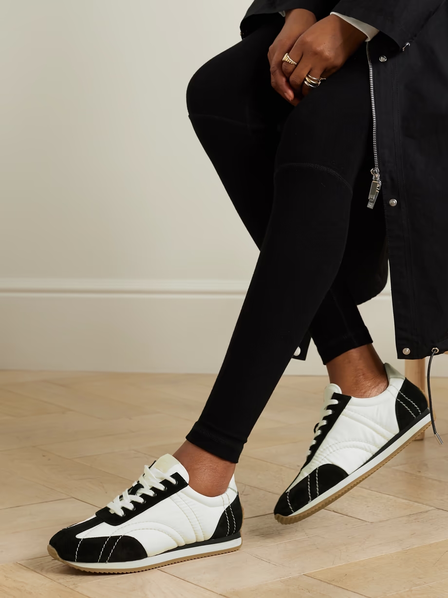 The Sport leather-trimmed suede and shell sneakers