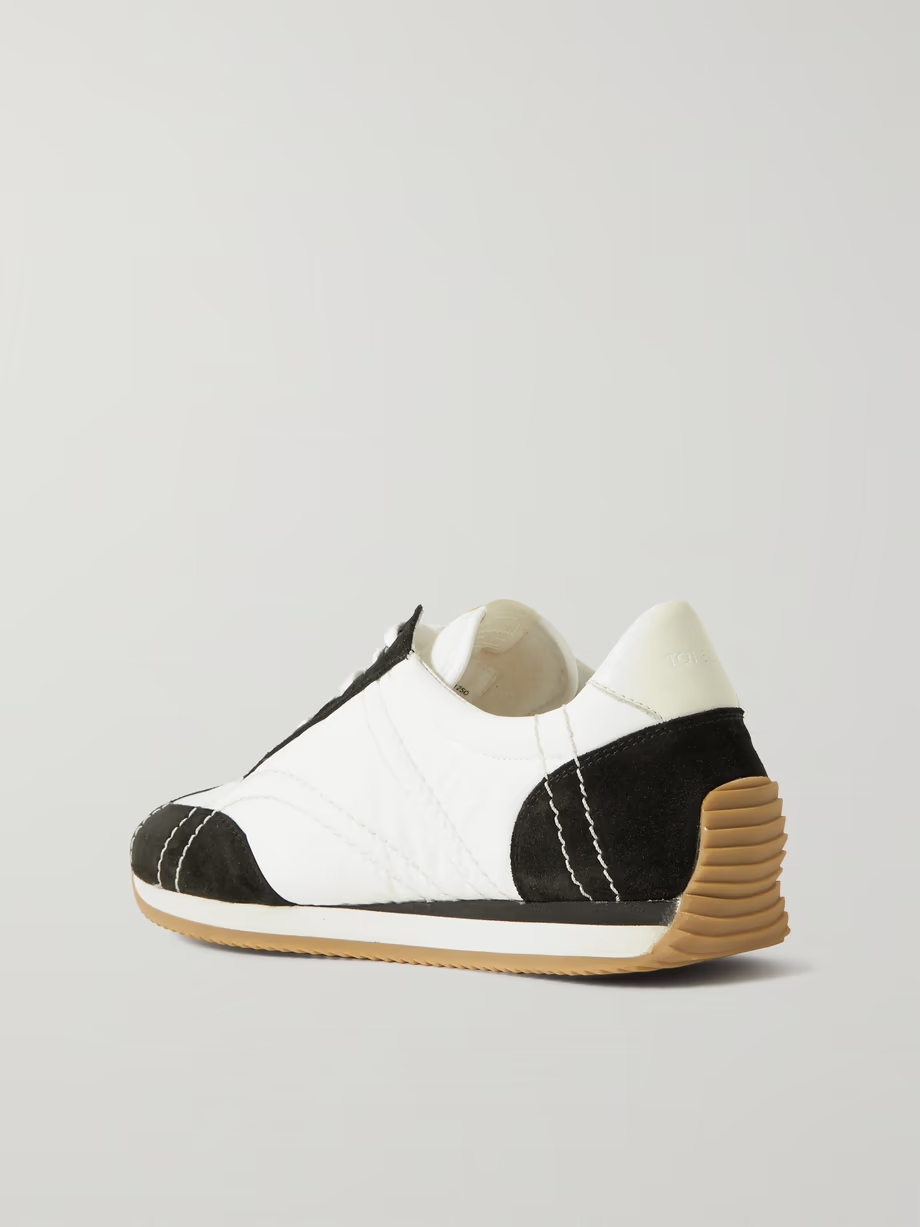 The Sport leather-trimmed suede and shell sneakers