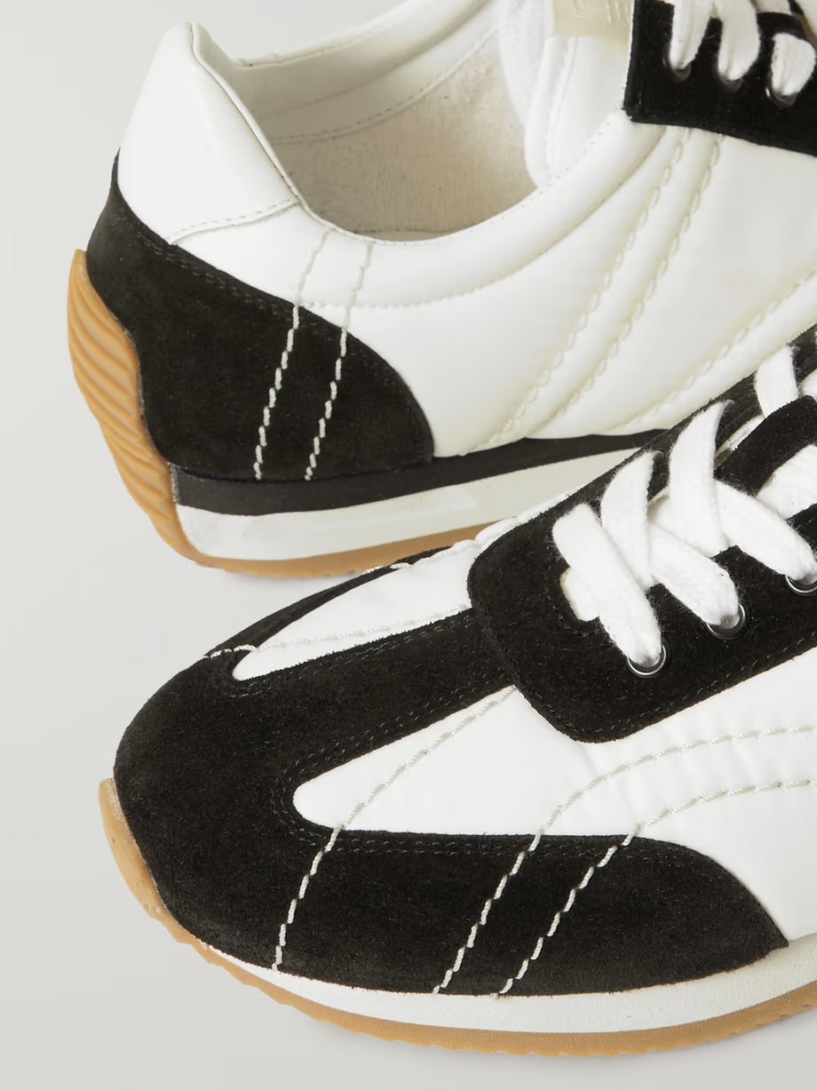 The Sport leather-trimmed suede and shell sneakers