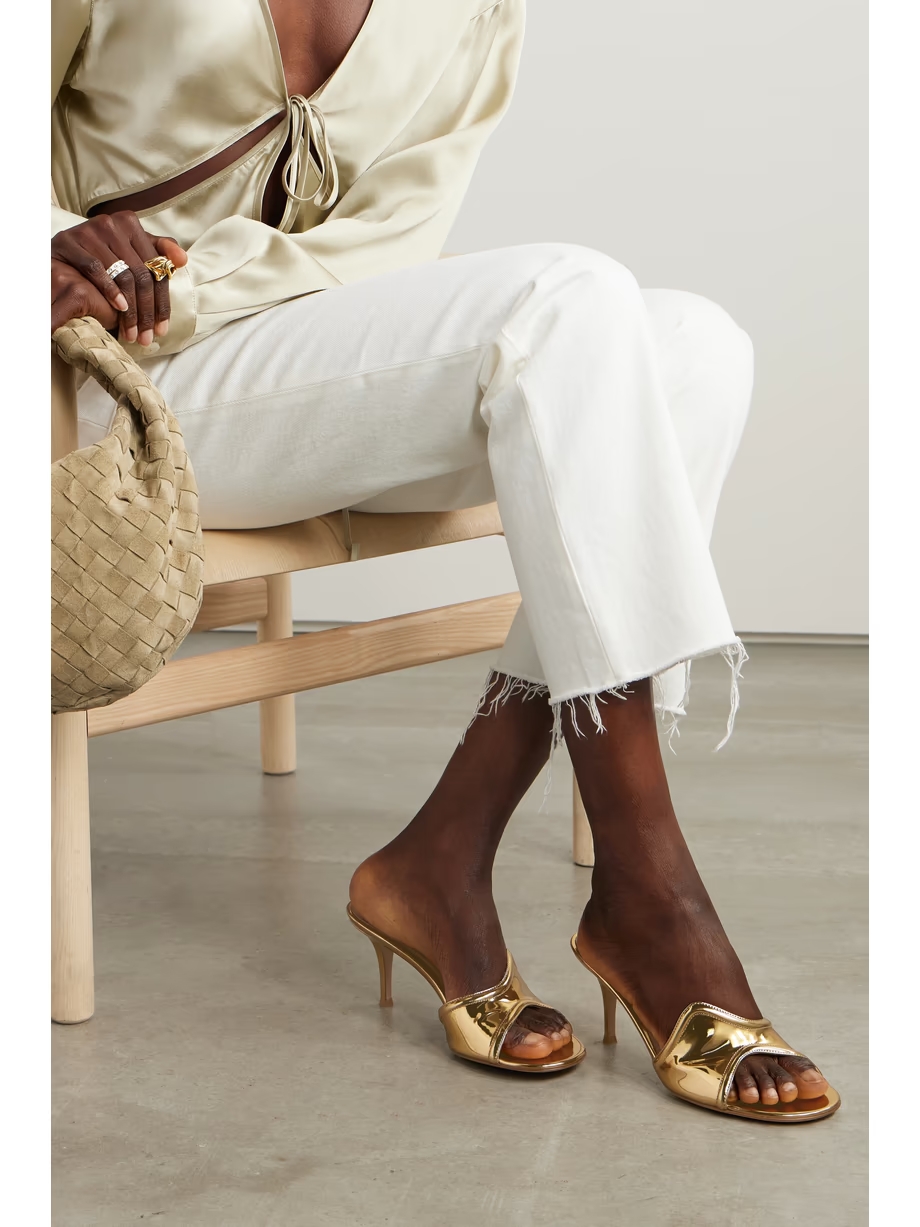 70 mirrored-leather mules