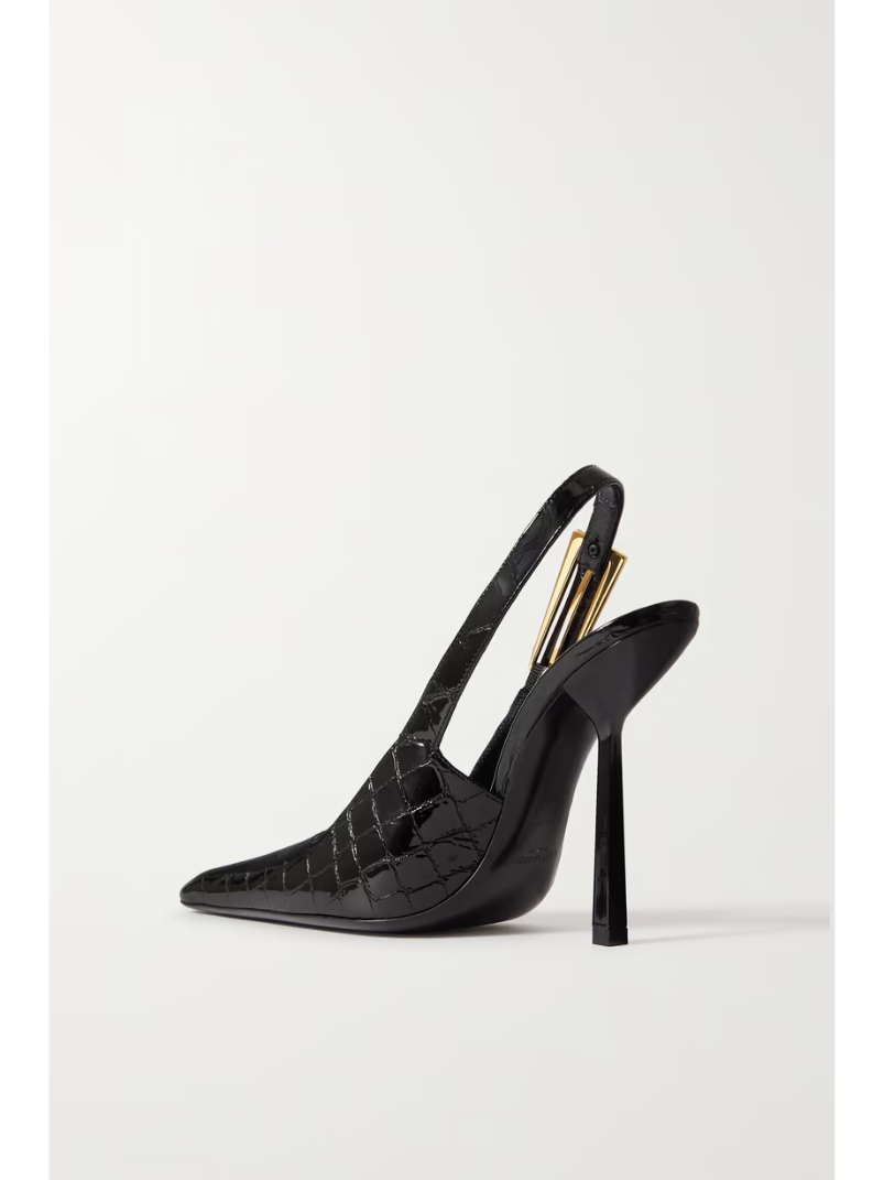 Lee patent-leather slingback pumps