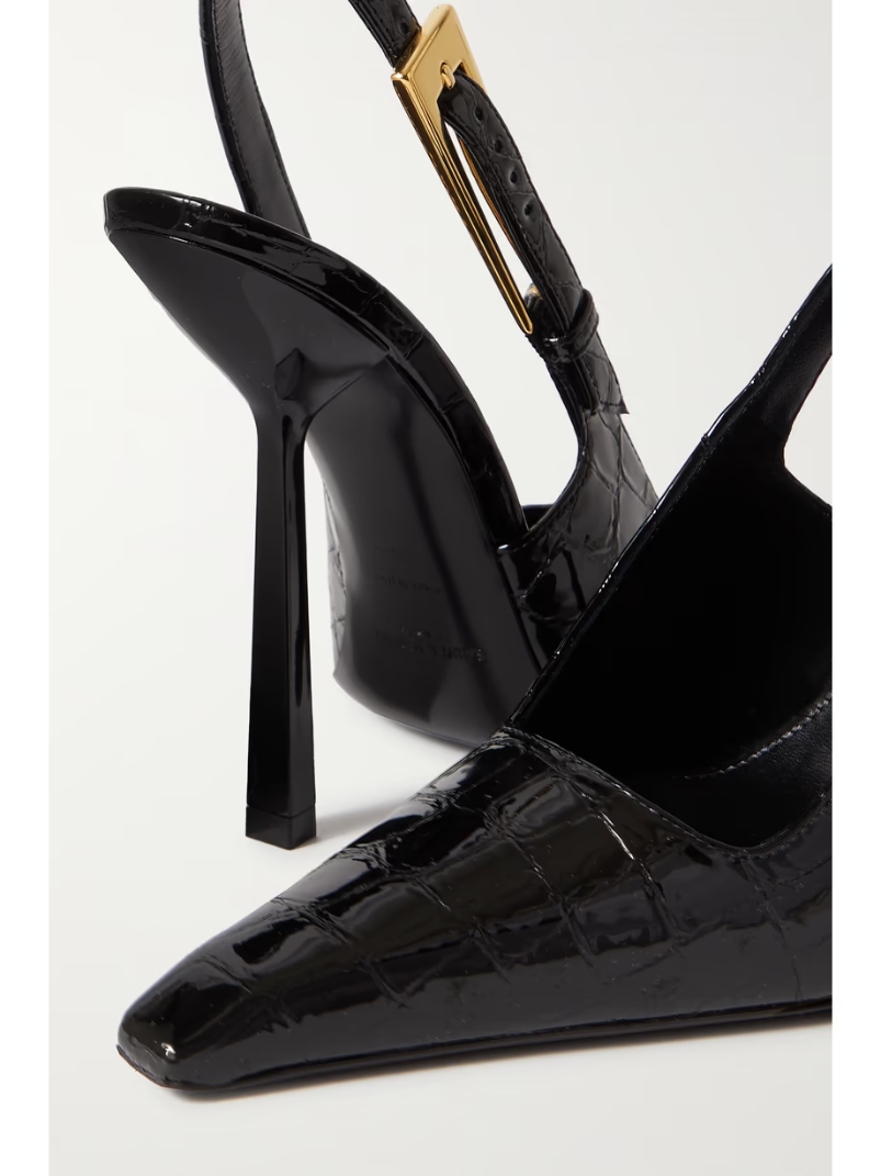 Lee patent-leather slingback pumps