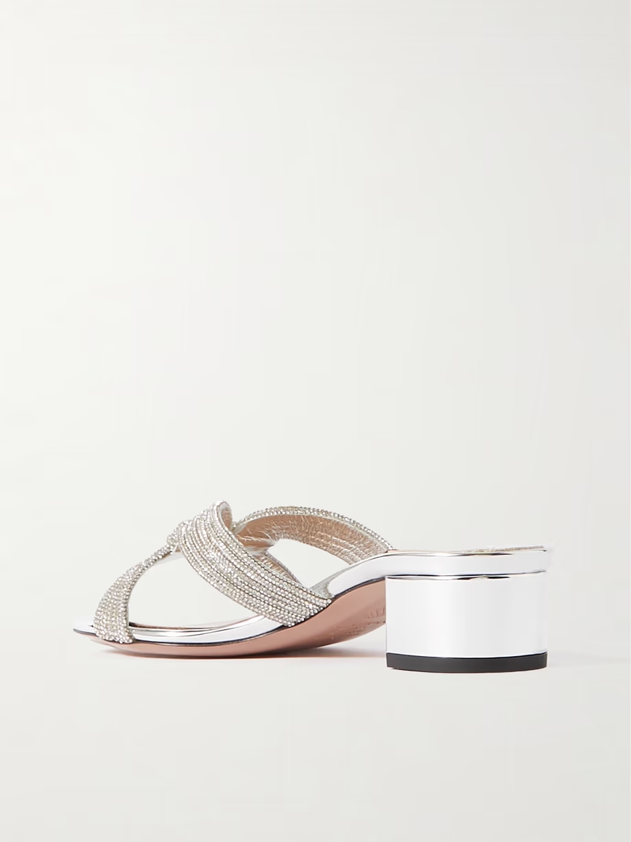 Muse 35 crystal-embellished metallic leather mules