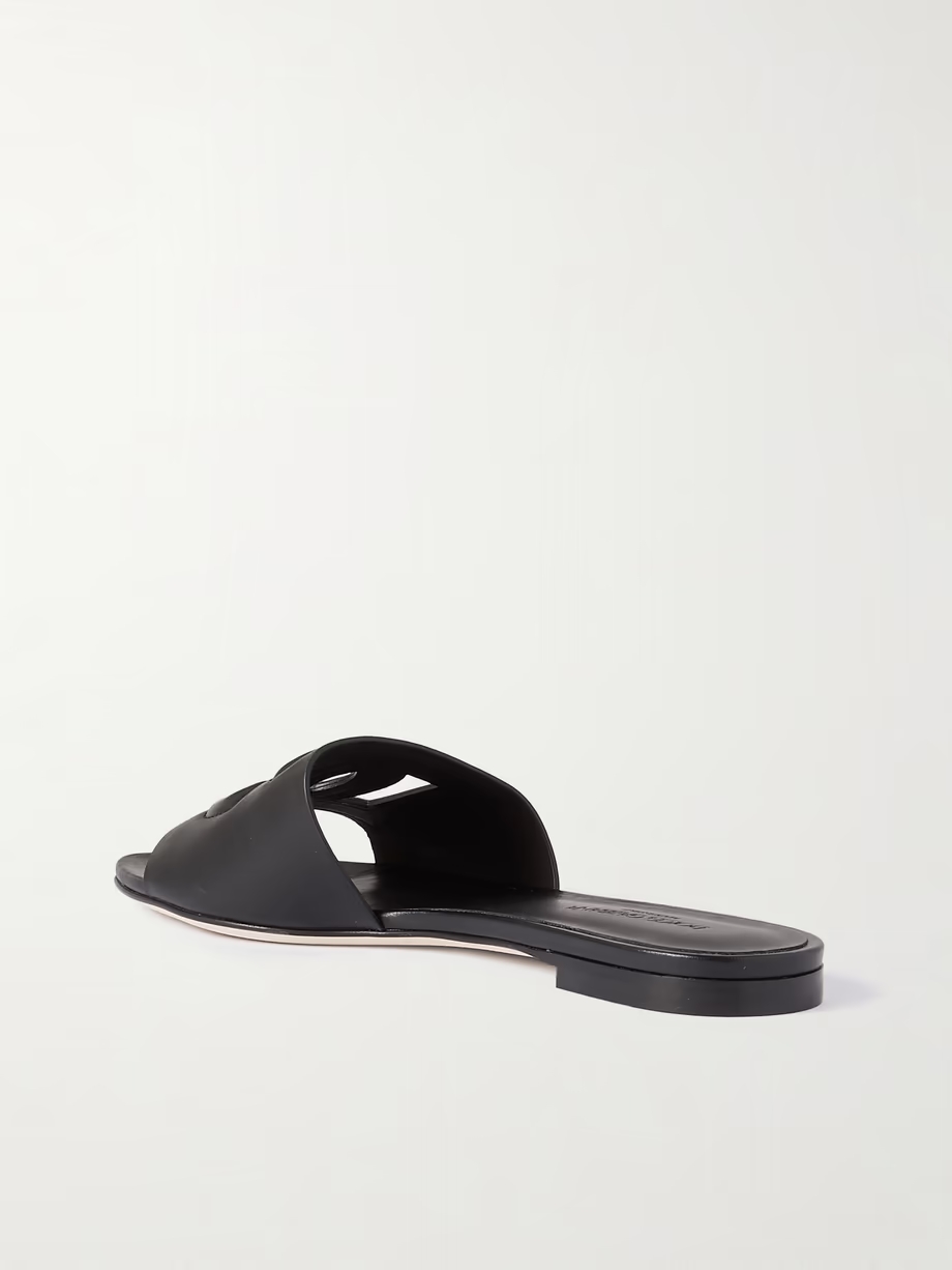 Bianca logo-embossed cutout leather slides