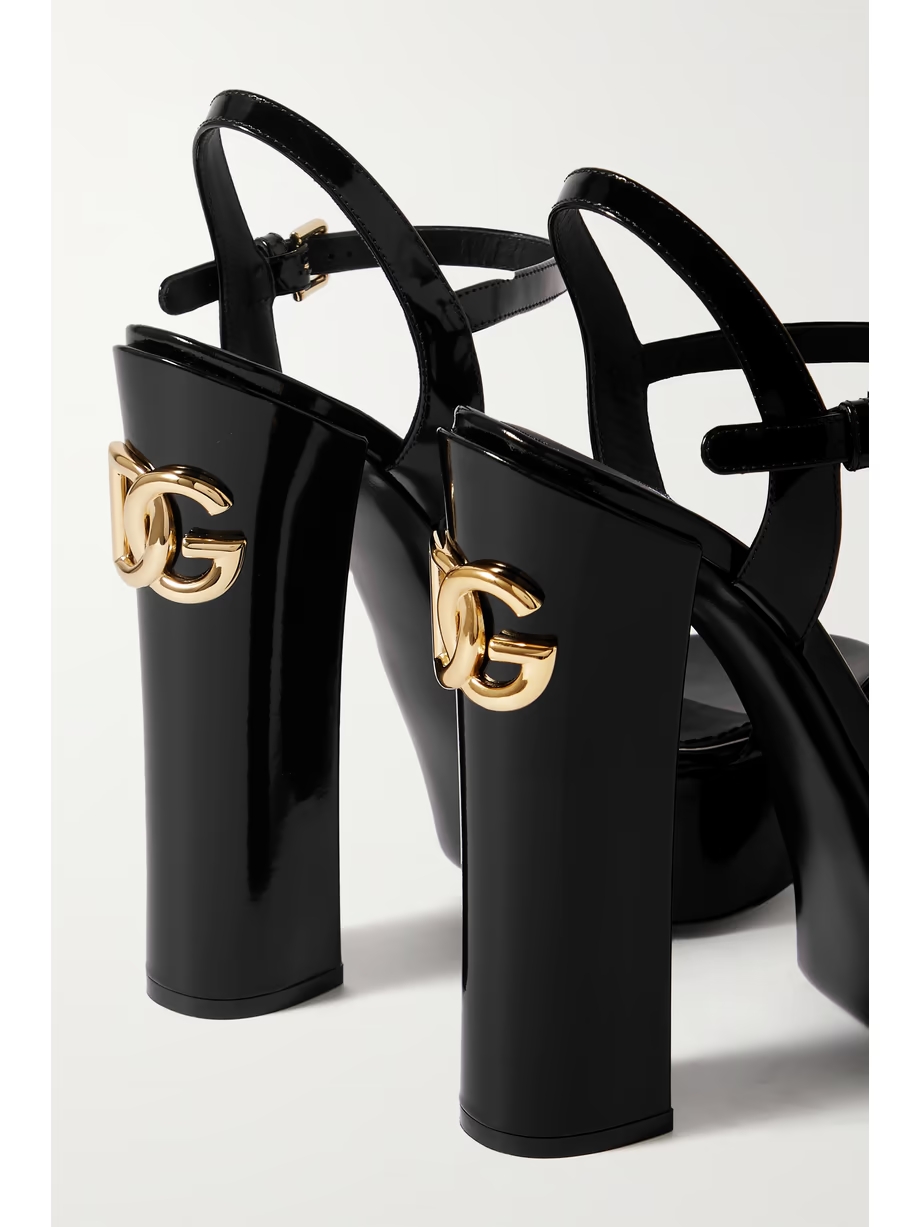 Keira logo-embellished patent-leather platform sandals