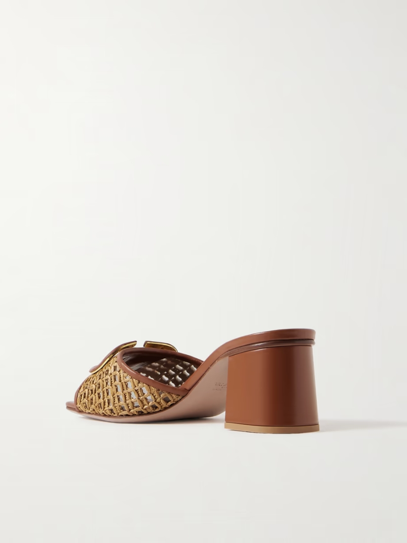 VLOGO 60 embellished raffia and leather mules