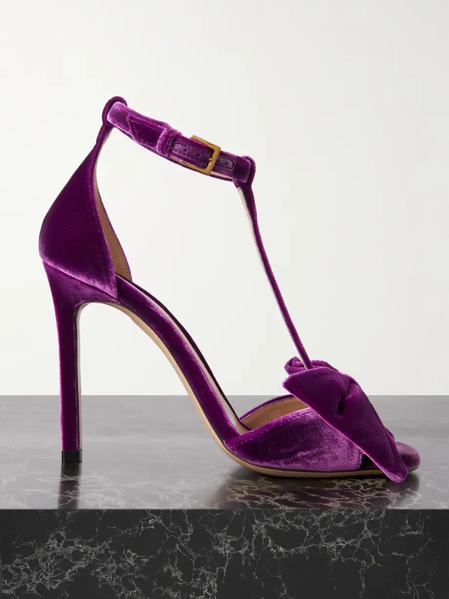 Brigitte bow-embellished velvet sandals