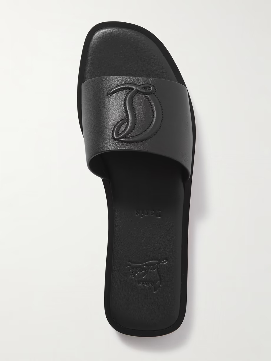 CL logo-embossed leather slides