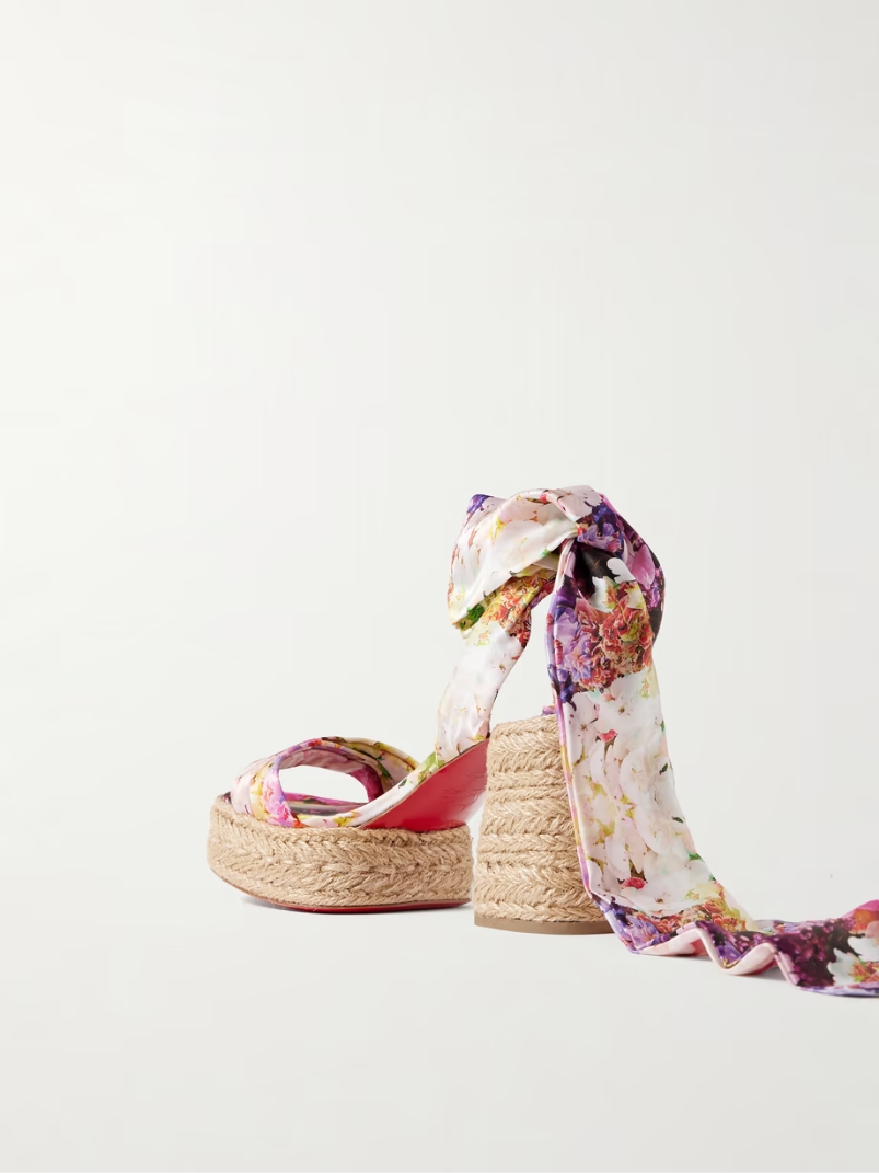 Mariza du Desert 95 floral-print satin espadrille platform sandals