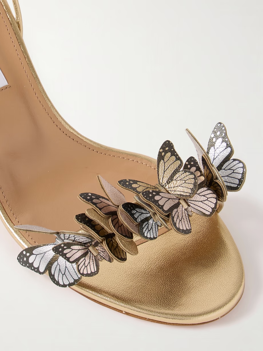 Papillon 50 embellished metallic leather sandals