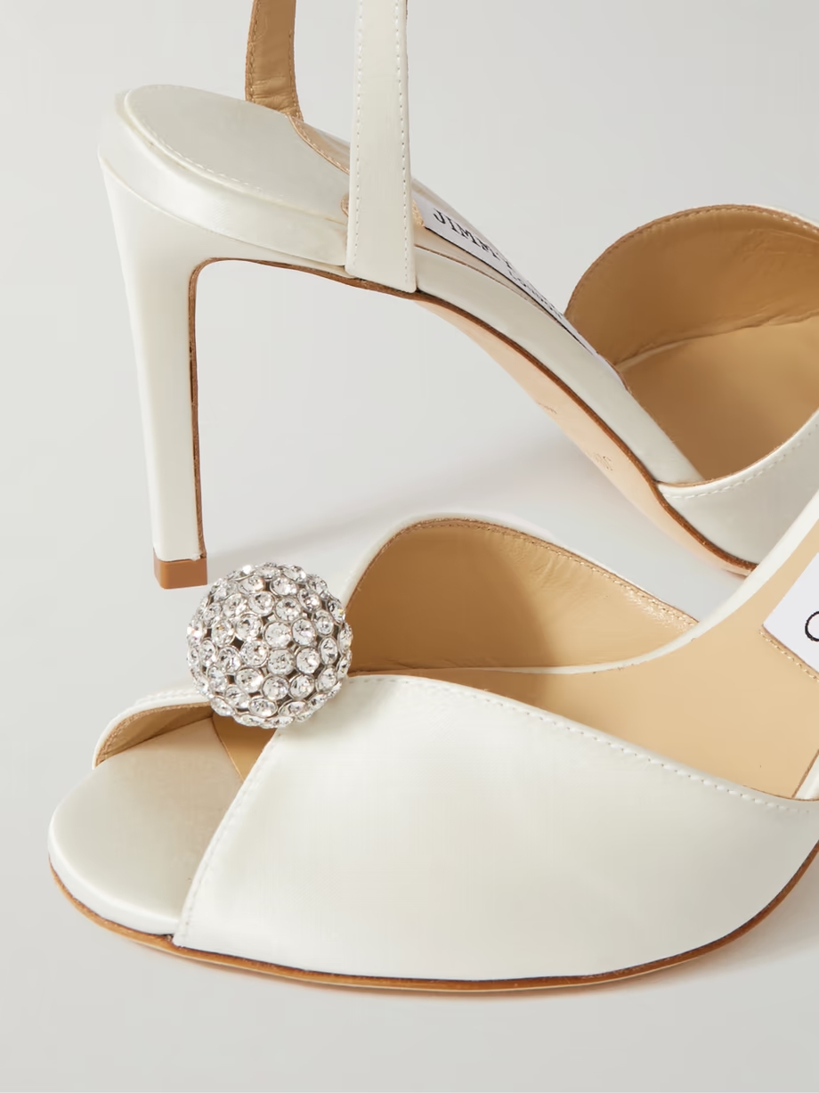 Sacora 85 crystal-embellished satin sandals