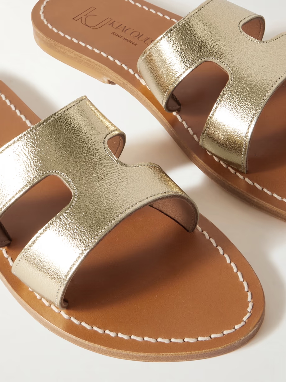 Menandre cutout metallic leather slides