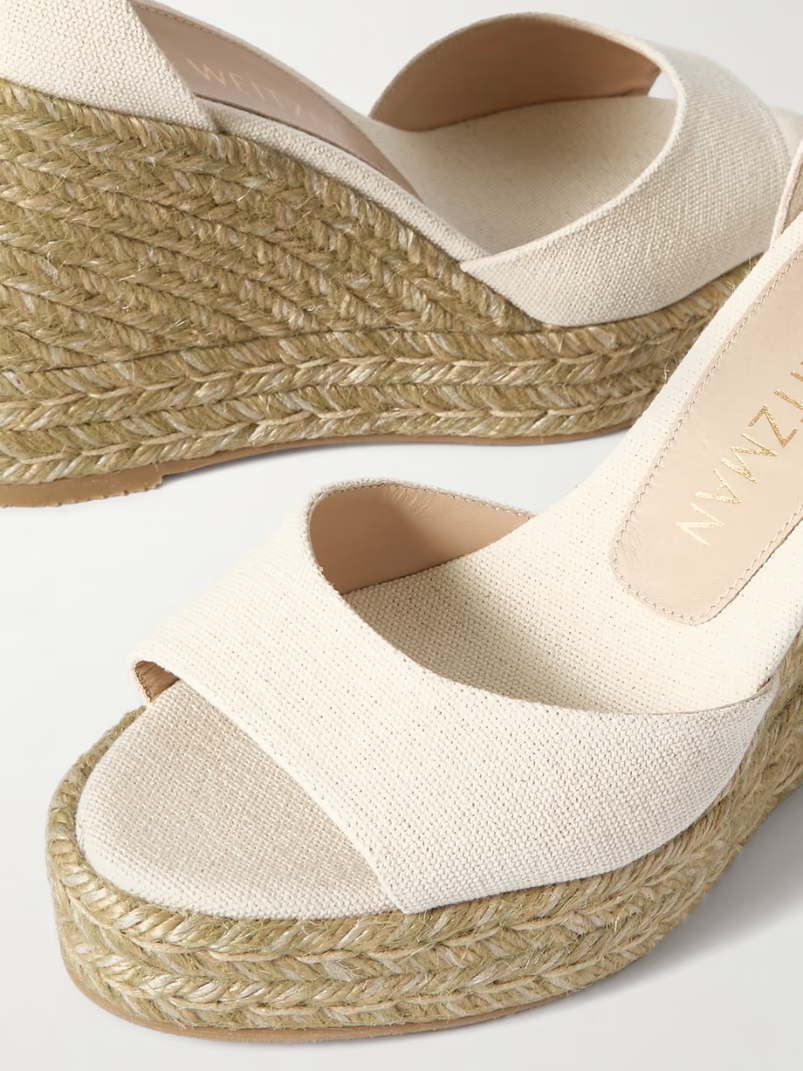 Linen espadrille wedge sandals