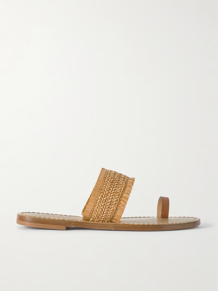 Shela woven raffia and leather sandals