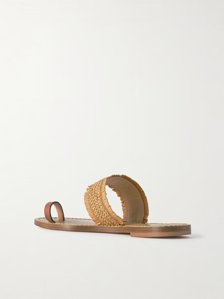 Shela woven raffia and leather sandals