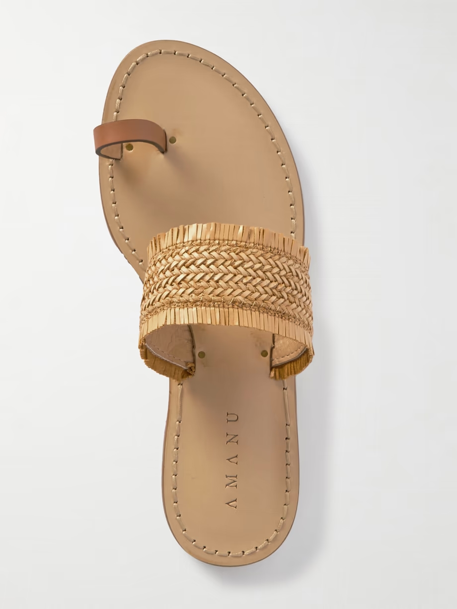 Shela woven raffia and leather sandals