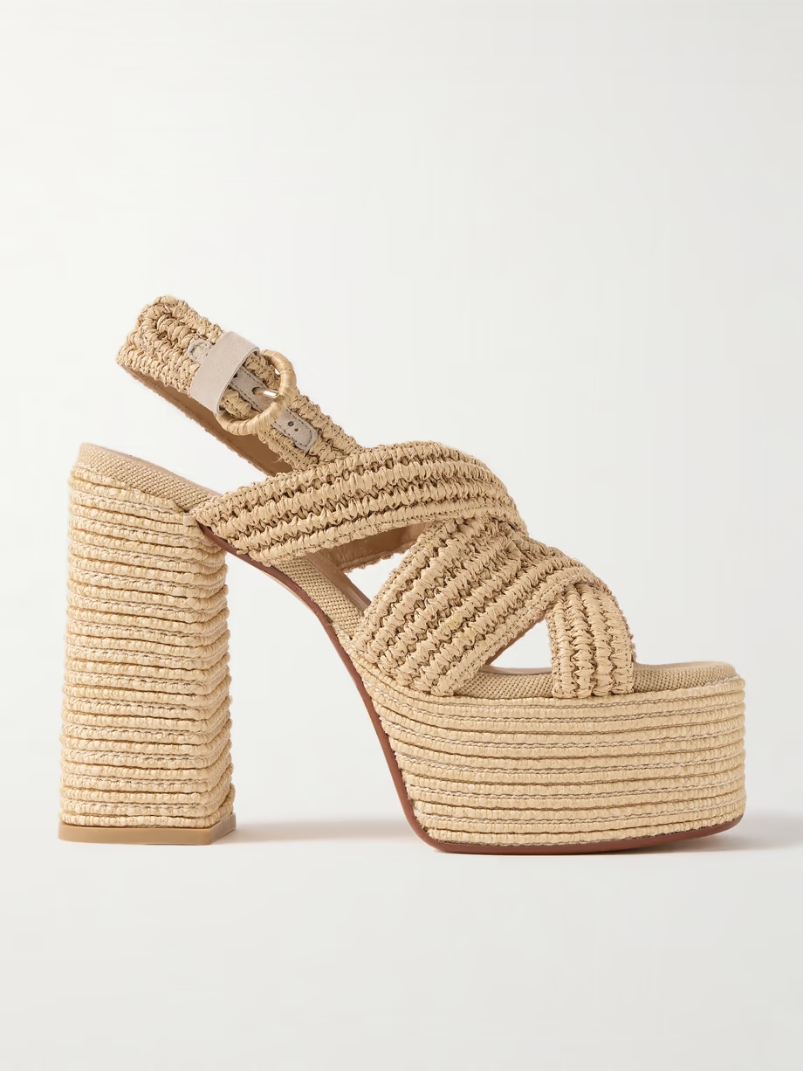 Fulvia 120 raffia platform sandals