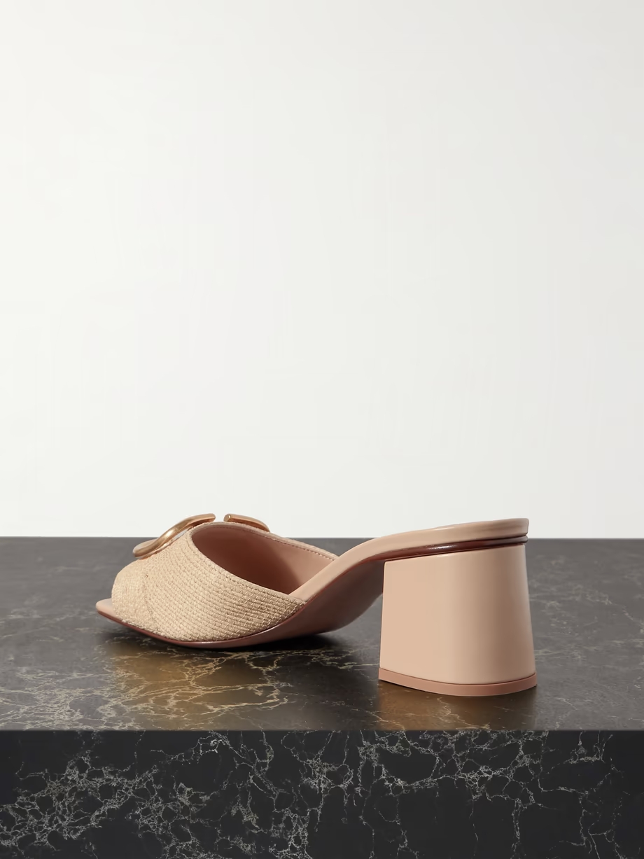 VLOGO 60 embellished woven raffia mules