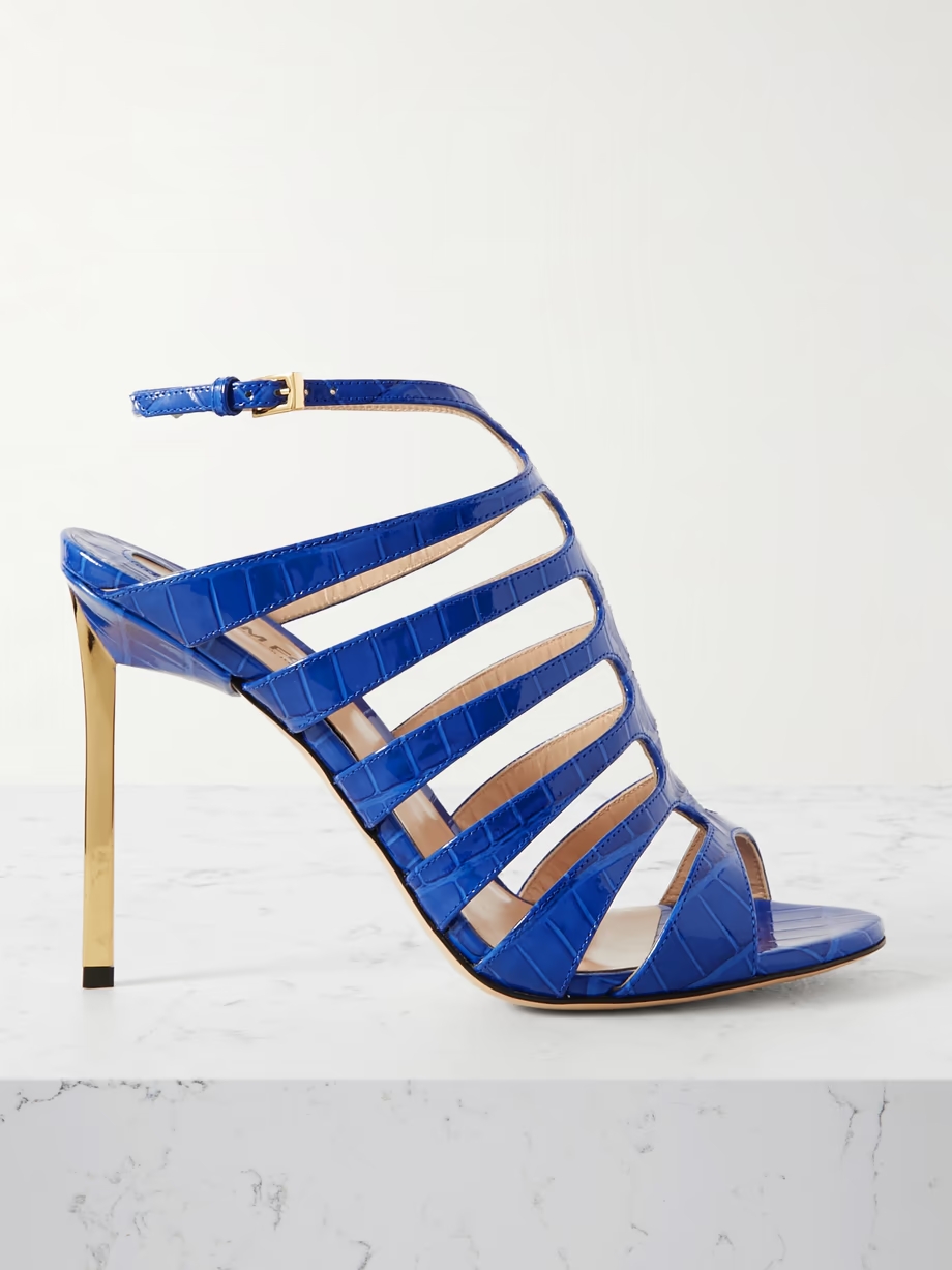 Carine croc-effect patent-leather sandals