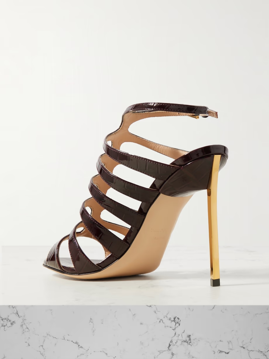 Carine croc-effect patent-leather sandals